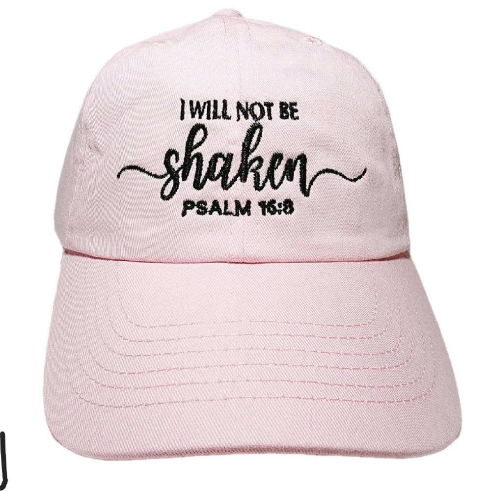 I will not be Shaken Psalm 16:8 direct embroidered unstructured curved b…